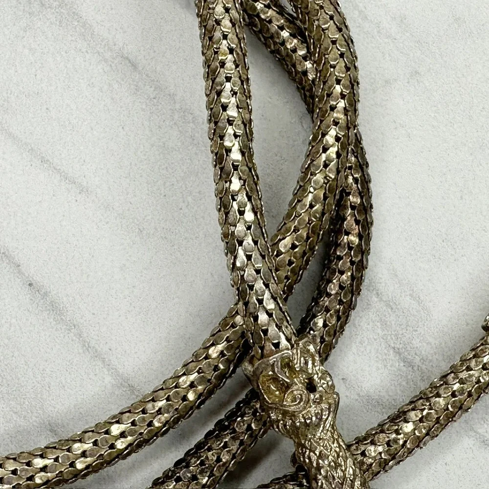 Vintage Gold-Tone Snake Waist Belt with Pearl Eye